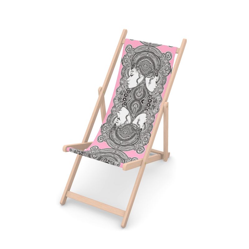 Rich and Rich Pink Destiny Designer Women's Deckchair with FSC beech wood frame and pink poly canvas sling