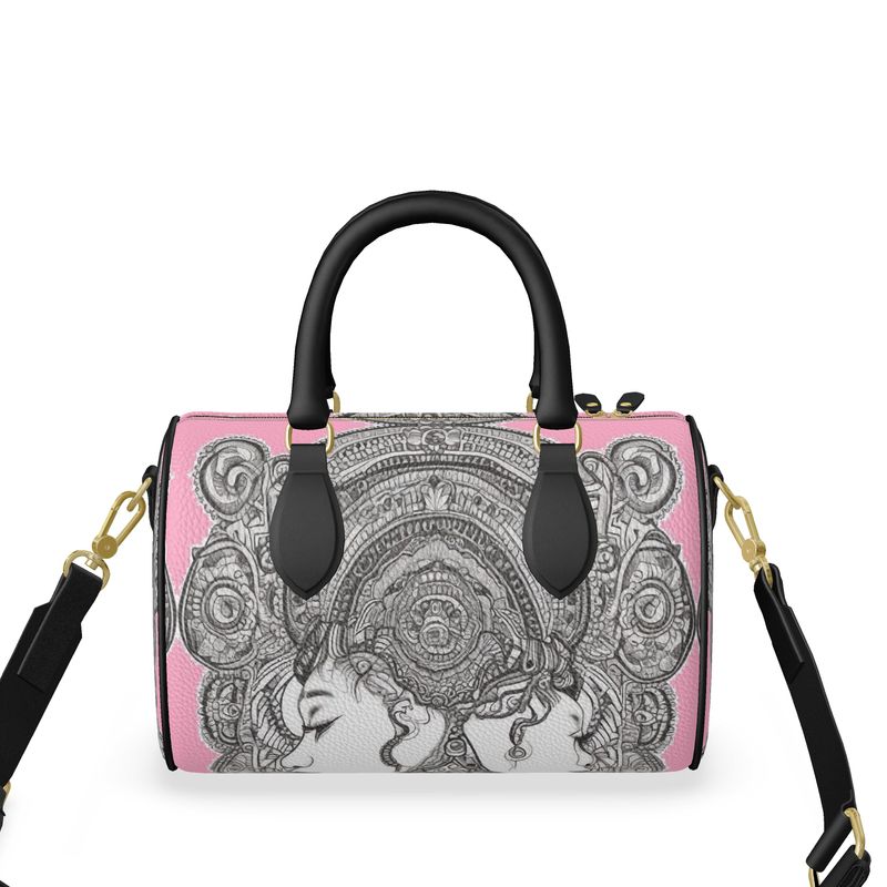 Rich and Rich Pink Destiny Women's Mini Denbigh Duffle Bag with black leather handles