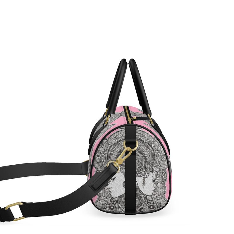 Rich and Rich Pink Destiny Women's Mini Denbigh Duffle Bag with black leather handles