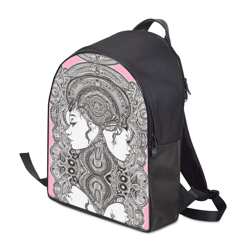 Rich and Rich Pink Destiny Designer Original Backpack made of leather and padded canvas with waterproof lining