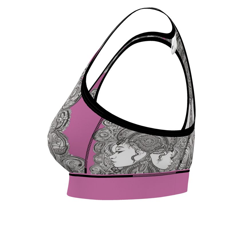 Rich and Rich Pink Destiny Designer Sports Bra made with Flex Sport Lycra fabric
