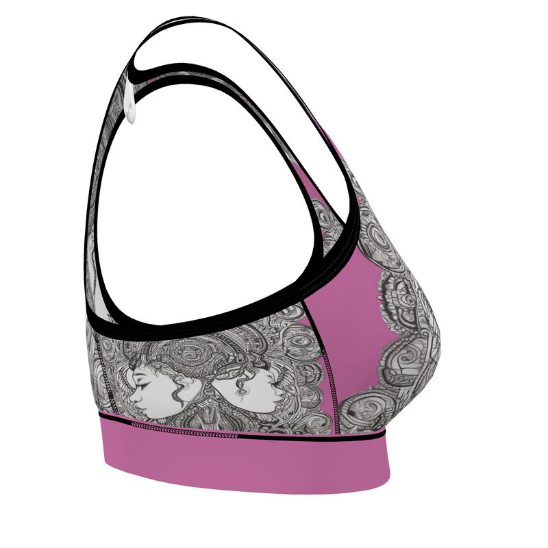Rich and Rich Pink Destiny Designer Sports Bra made with Flex Sport Lycra fabric