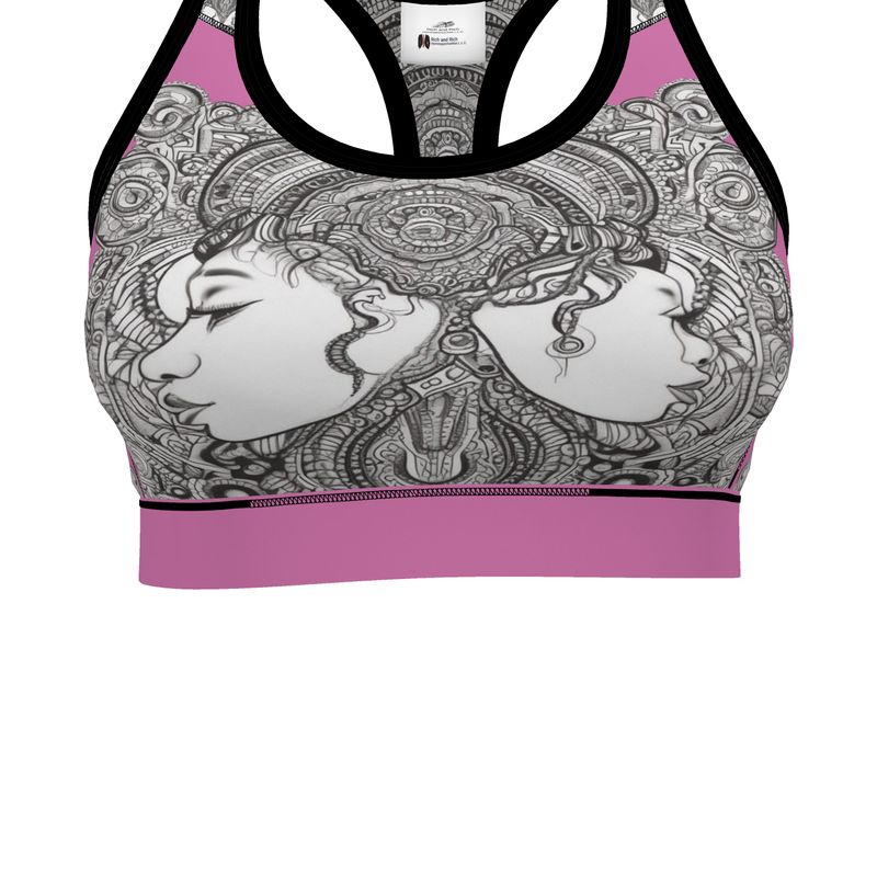 Rich and Rich Pink Destiny Designer Sports Bra made with Flex Sport Lycra fabric