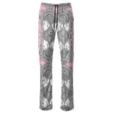 Pink wide-leg women's trousers with elasticated waistband, drawstring and lined pockets — alternate view