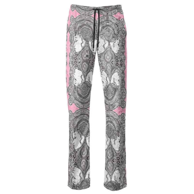Rich and Rich Pink Destiny Womens Designer Trousers with wide leg and drawstring detail