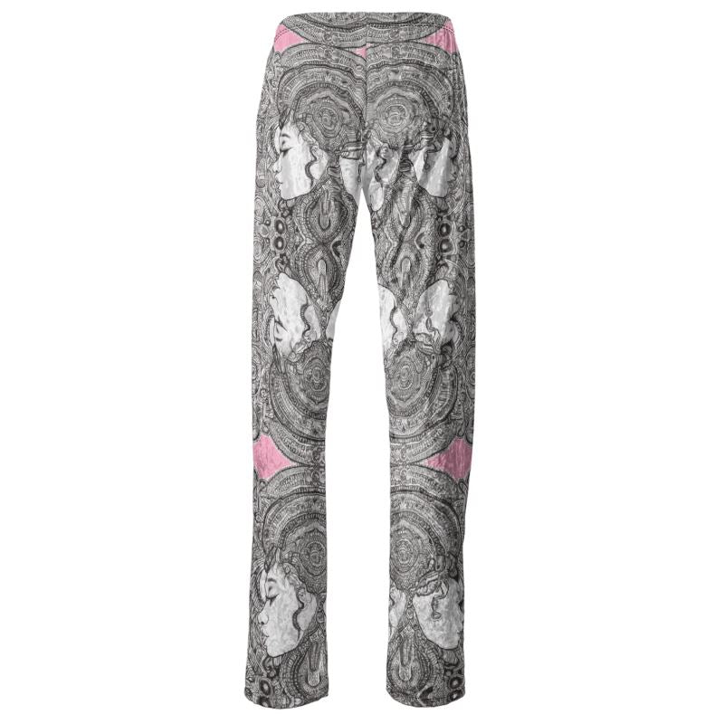 Rich and Rich Pink Destiny Womens Designer Trousers with wide leg and drawstring detail