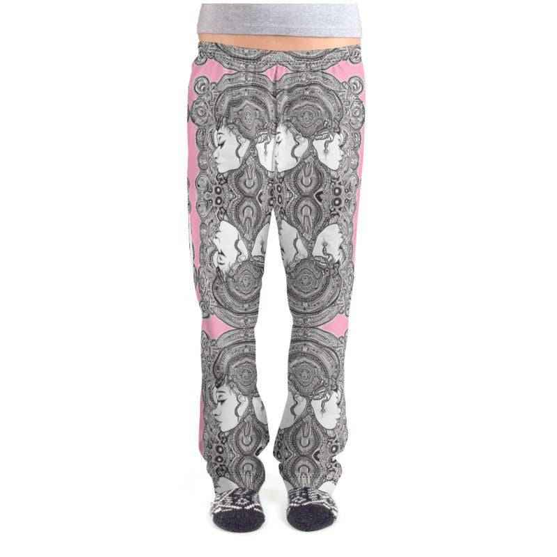Relaxed-fit women's pajama bottoms with elastic waistband and pockets, available in multiple sizes