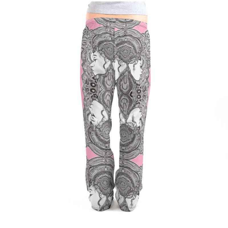 Relaxed-fit women's pajama bottoms with elastic waistband and pockets, available in multiple sizes — alternate view
