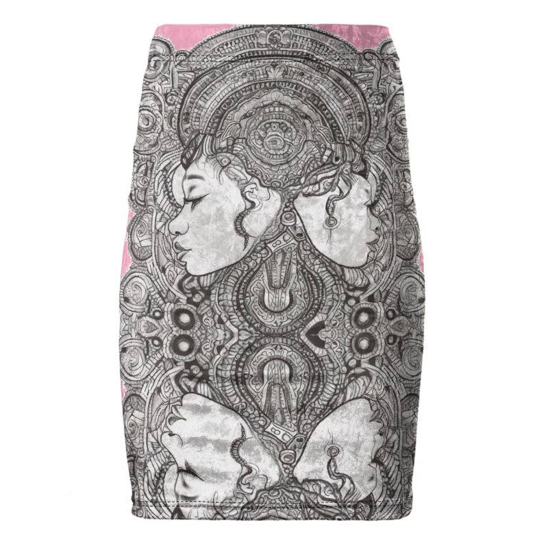 R&RH PinkDestiny Designer Pink High-Waisted Pencil Skirt with Rear Slit