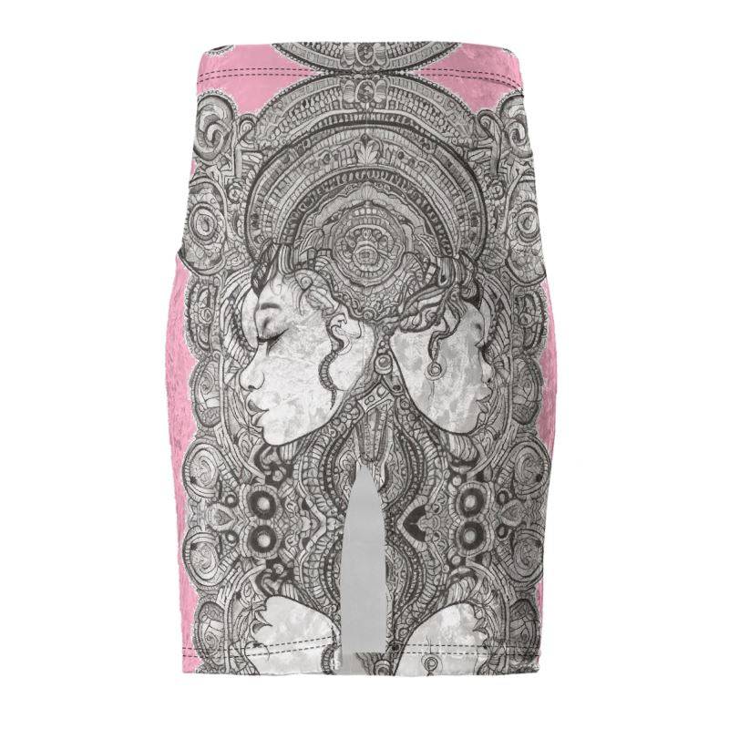 R&RH PinkDestiny Designer Pink High-Waisted Pencil Skirt with Rear Slit