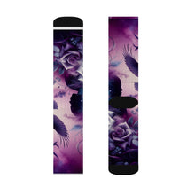 Load image into Gallery viewer, Artistic Sublimation Socks with Floral &amp; Bird Design | Vibrant Printed Crew Socks for Unique Style
