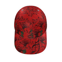 Load image into Gallery viewer, R&amp;RH Musical Lyrics Unisex Red Baseball Cap
