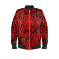 R&RH Mens Red Bomber Jacket featuring musical lyrics print