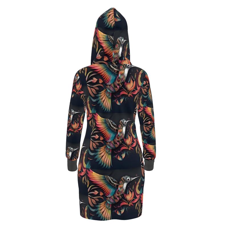 Designer hoodie dress in soft jersey knit with hood and kangaroo pocket