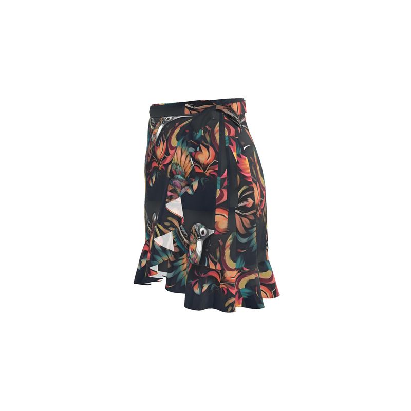 Flounce Skirt by Contrado in soft poly crepe fabric with wrap design and belt tie