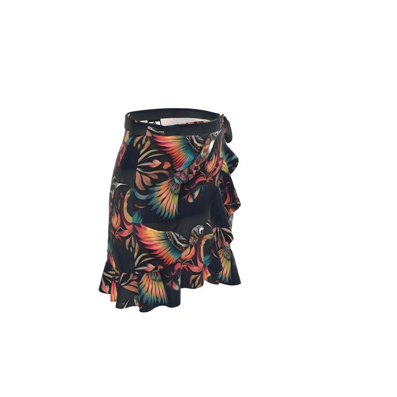 Flounce Skirt by Contrado in soft poly crepe fabric with wrap design and belt tie