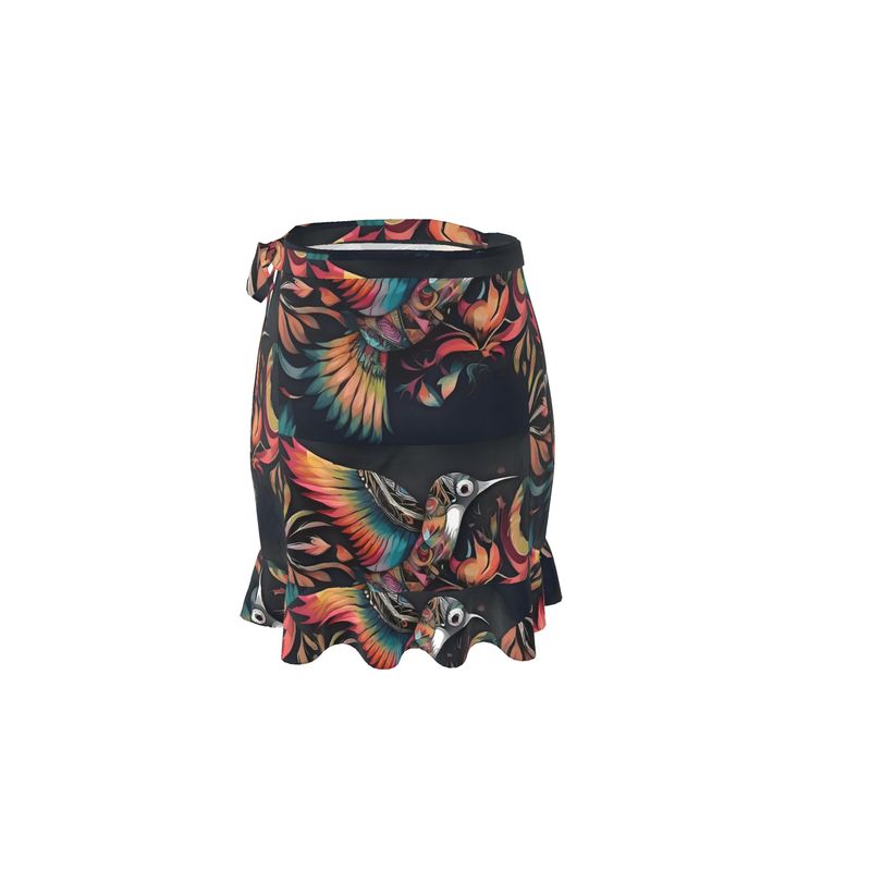 Flounce Skirt by Contrado in soft poly crepe fabric with wrap design and belt tie