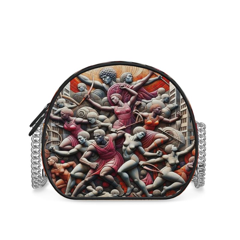 Rich and Rich Greek Mythology Abstract Women's Round Box Bag made of premium Nappa leather