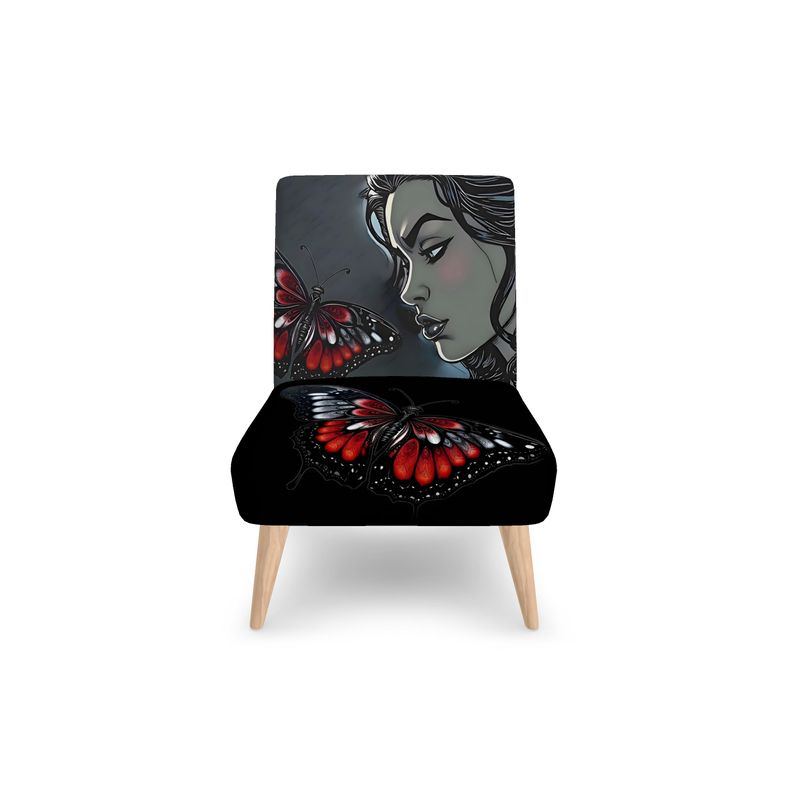 Rich and Rich Black Occasional Chair with Butterfly Graphic Design