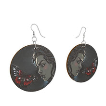 Load image into Gallery viewer, Rich and Rich Artistic Graphic Jewelry Designs Wooden Earrings Organic Shapes
