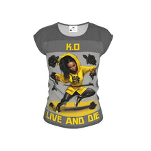 Load image into Gallery viewer, R&amp;RH Grey K.O. Live and Die Ladies Graphic Tee - Streetwear Style
