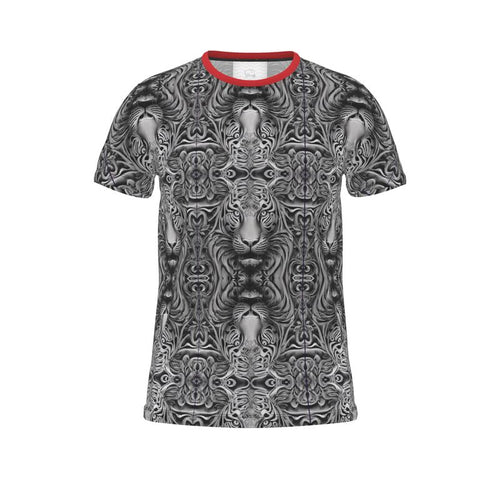 Men's gray t-shirt featuring an all-over bold tiger print