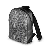 Black Nappa leather backpack with lion print, adjustable shoulder straps and two interior pockets — product detail