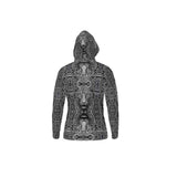Gray unisex hoodie with animal portrait print, relaxed fit and woven 100% poly fabric — product detail