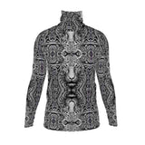 Slim men's roll-neck sweater with gray animal portrait print, long sleeves and close fit