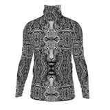 Slim men's roll-neck sweater with gray animal portrait print, long sleeves and close fit — alternate view