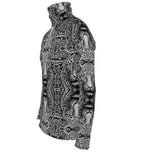 Slim men's roll-neck sweater with gray animal portrait print, long sleeves and close fit — product detail