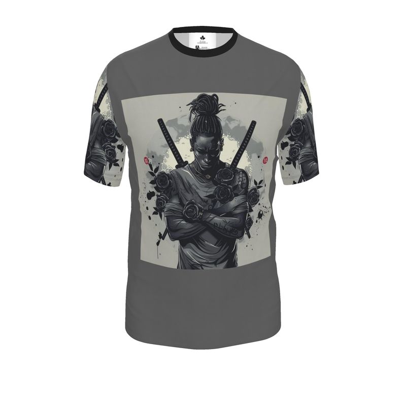 Rich and Rich Ninja With Swords Made Of Black Roses Grey Men's T-Shirt