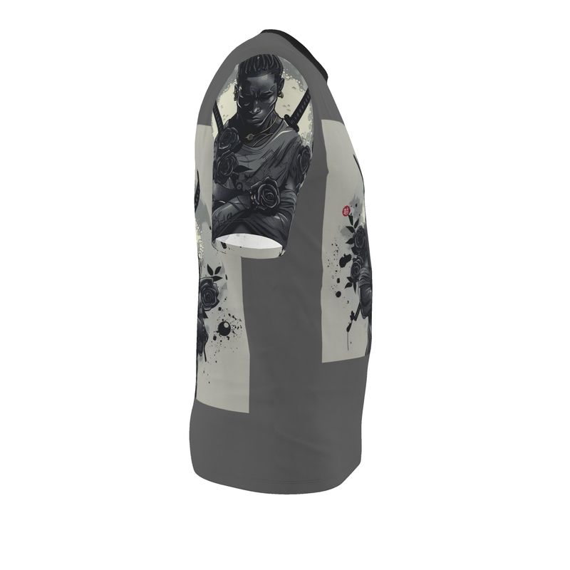 Rich and Rich Ninja With Swords Made Of Black Roses Grey Men's T-Shirt