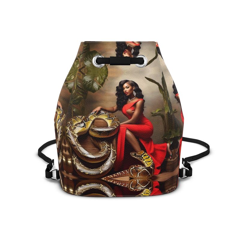 R&RH LuiiLoviie Red Bucket Designer Drawstring Backpack