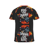 Black men's t-shirt with 'Courage' design, rounded ribbed neckline and relaxed fit — rear view