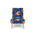 R&RH Vintage and Roses Blue Designer Occasional Chair upholstered in blue velour with rose pattern
