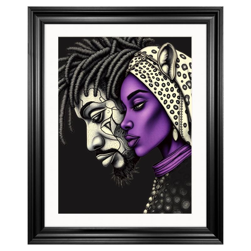 R&RH Woman and Man Deep Thought premium framed abstract art print