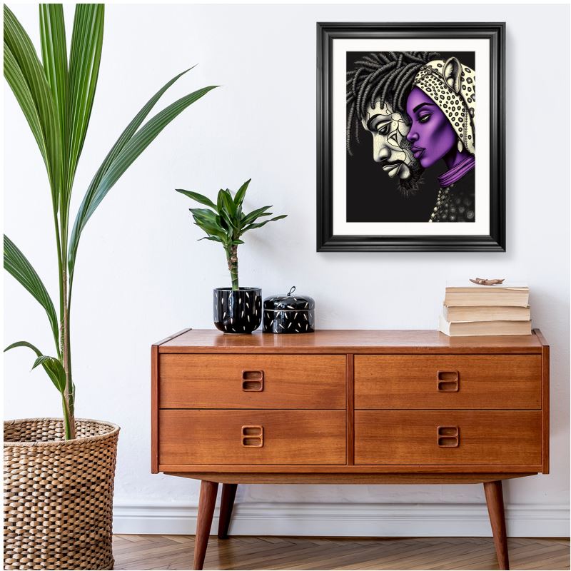 R&RH Woman and Man Deep Thought premium framed abstract art print