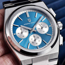 Load image into Gallery viewer, Men&#39;s Blue Chronograph Watch - 100M Waterproof, Sapphire Crystal, Stainless Steel
