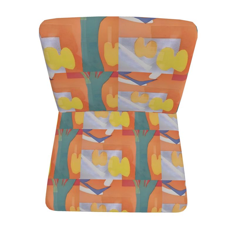 Rich and Rich Orange Abstract Designer Occasional Chair with tapered legs and velour upholstery