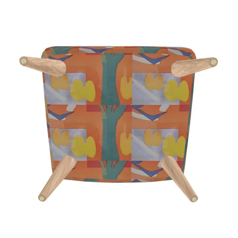 Rich and Rich Orange Abstract Designer Occasional Chair with tapered legs and velour upholstery