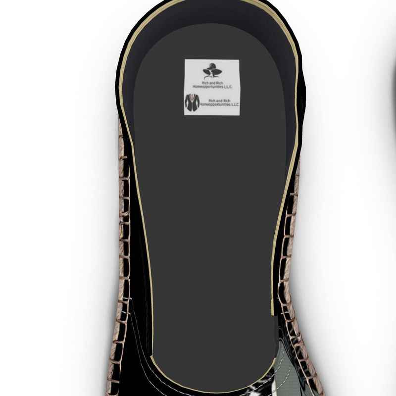 Black espadrilles with butterfly caricature print, jute insole and rubber sole — additional view 22