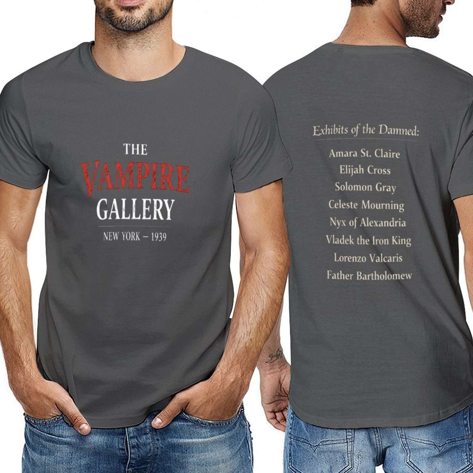 Men's short-sleeve T-shirt from The Vampire Gallery with printed design — additional view 11