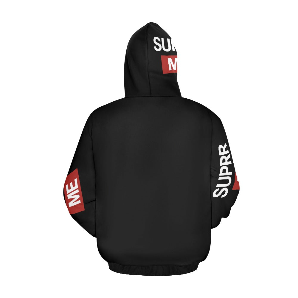 Rich and Rich SUPRR ME Men's Black Hoodie front view on model