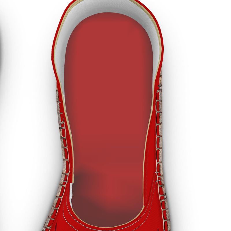 Rich and Rich Women’s Red Caricature Espadrilles | Handmade Summer Slip-On Shoes with Jute Insole