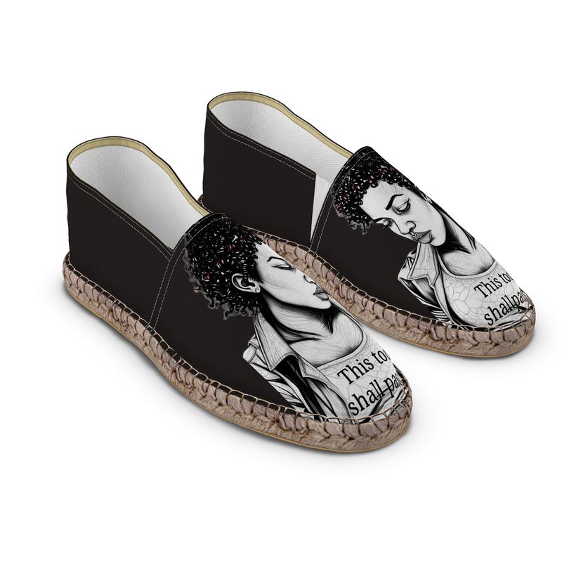 R&RH Women’s Inspirational Black Espadrilles | Handmade Jute Slip-On Shoes
