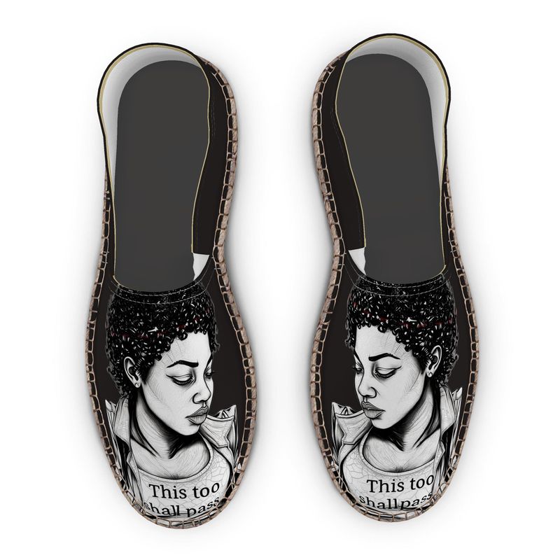 R&RH Women’s Inspirational Black Espadrilles | Handmade Jute Slip-On Shoes