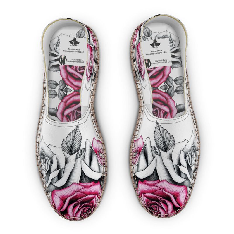 R&RH Women Pink Floral Espadrilles with non-slip rubber sole