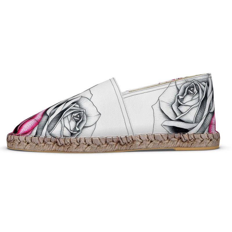 R&RH Women Pink Floral Espadrilles with non-slip rubber sole
