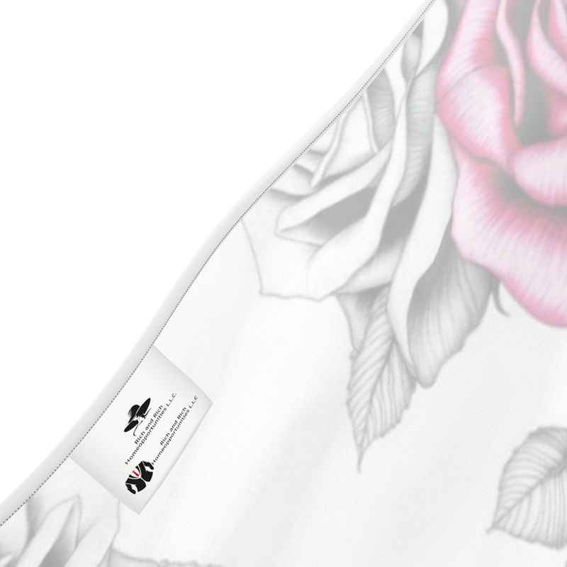 Pink halterneck backless dress with rose print and flowing silk-like fabric — additional view 6